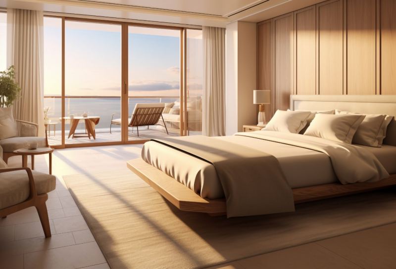 Chambre d'hôtel avec vue sur la mer